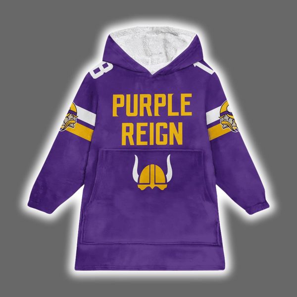 Vikings Purple Reign Justin Jefferson 18 Blanket Hoodie 2