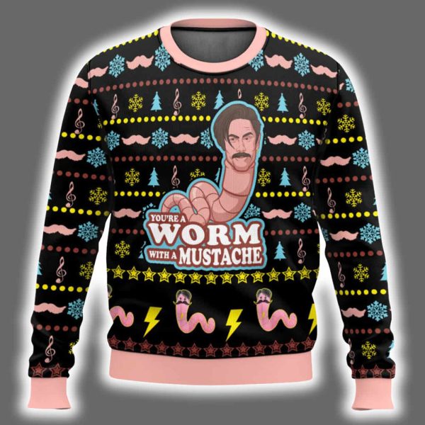 Worm With A Mustache James Kennedy Ugly Christmas Sweater 2