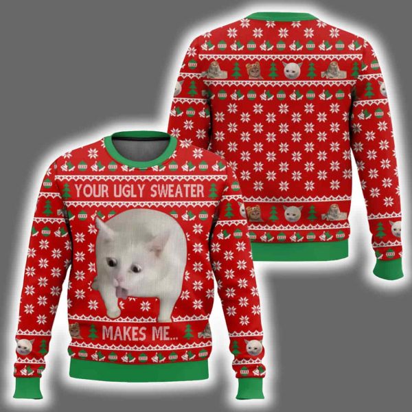 Your Makes Me Cat Vomit Meme Ugly Christmas Sweater