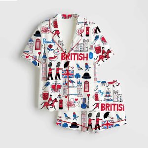 Beautifully British Artwork Satin Pajama Set