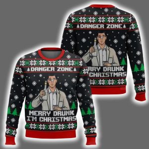 Danger Zone Merry Drunk I'm Christmas Archer Ugly Sweater