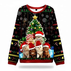 Cats And Christmas Trees Ugly Christmas Sweater