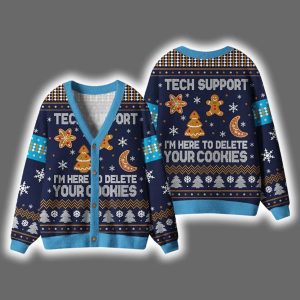 Tech Support I'm Here To Delete Your Cookies Christmas Cardigan