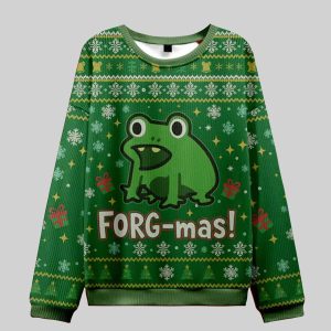 Frog-mas Green Ugly Christmas Sweater