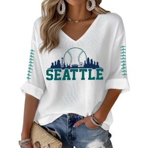 Seattle Baseball Print Waffle Long Sleeve T-Shirt