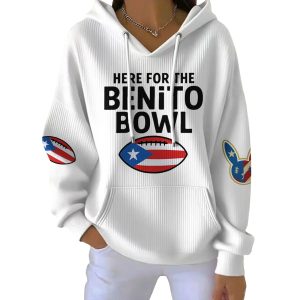 Here For The Benito Bowl Print Pit Striped Hoodie