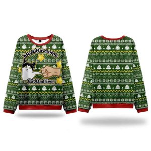 Most Pawsome Cat Dad Ever Ugly Christmas Sweater