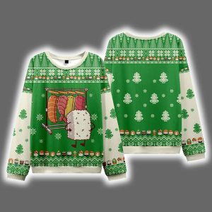 Funny Sushi Choosing Clothes Ugly Christmas Sweater