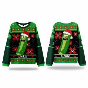 Pickle With Santa Hat Ugly Christmas Sweater