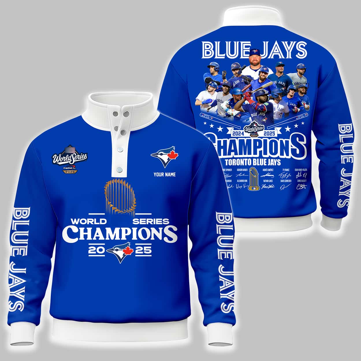 2025 Blue Jays World Series Champions Unisex Western Style Sweater With Buckles 1 2025 Blue Jays World Series Champions Unisex Western Style Sweater With Buckles