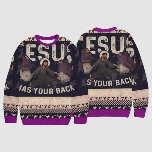 Funny Biblical Figure Has Your Back Ugly Christmas Sweater