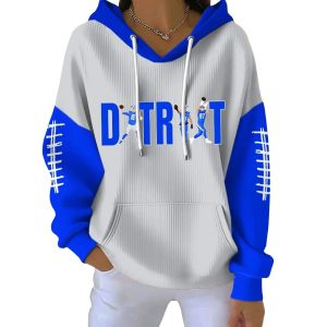 Detroit Football Players Print Pit Striped Hoodie