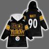 Black And Yellow T.J.W 90 Pittsburgh Football Unisex Blanket Hoodie