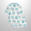 Blue Brushstroke Snowman Winter Coquette Christmas Tree Satin Pajama Set 2