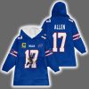 Captain Josh Allen 17 Buffalo Football Signature Unisex Blanket Hoodie
