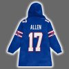Captain Josh Allen 17 Buffalo Football Signature Unisex Blanket Hoodie 3