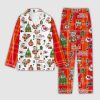 Chiefs Merry Christmas Plaid Button Pajama Set 2