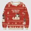 Crying Cat Im Trying My Best Ugly Christmas Sweater 2
