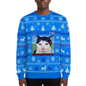 Warning Cat Ugly Christmas Sweater