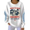 Dodgers Back To Back Champs Print Ribbed Sweatshirt