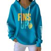 Dolphins Fins Up Print Pit Striped Hoodie