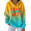 Dolphins Game Day Gradient Print Pit Striped Hoodie
