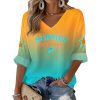 Dolphins Married Into This Gradient Print Waffle Long Sleeve Shirt
