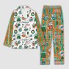 Dolphins Merry Christmas Plaid Button Pajama Set 2