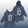 Drake Maye 10 Patriots 2025 Rivalries Nor'Easter Storm Blue Signature Unisex Blanket Hoodie