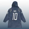 Drake Maye 10 Patriots 2025 Rivalries NorEaster Storm Blue Signature Unisex Blanket Hoodie 3