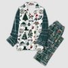 Eagles Merry Christmas Plaid Button Pajama Set