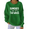 Eagles Sundays Are For The Birds Print Pit Striped Sweatshirt