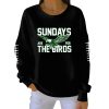 Eagles Sundays Are For The Birds Print Pit Striped Sweatshirt 3