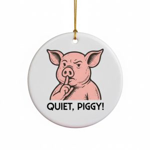 Quiet Piggy Ceramic Christmas Ornament
