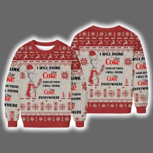 Dr Seuss I Will Drink Diet Coke Ugly Christmas Sweater