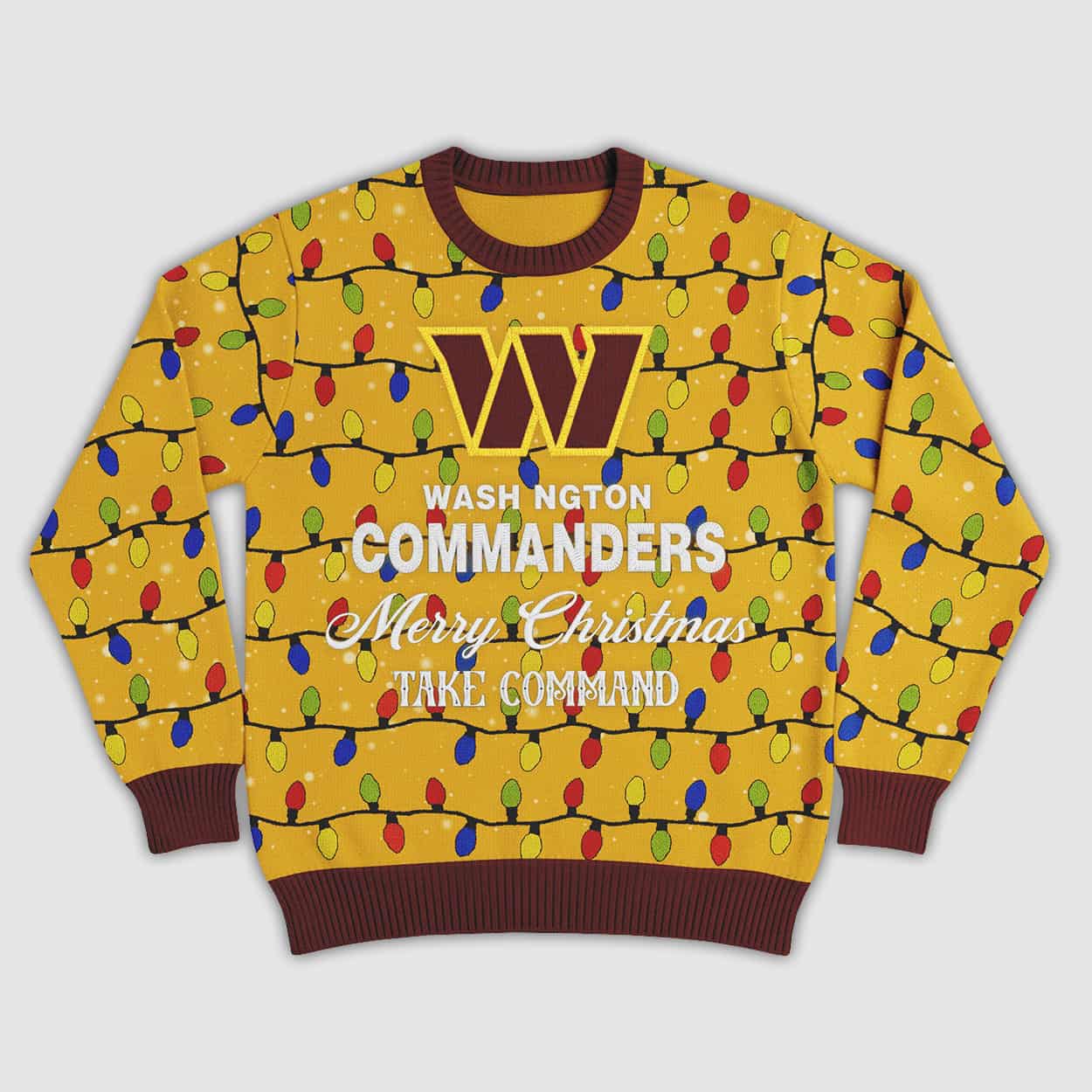 Go Commanders Merry Christmas Lights Ugly Sweater 2 Go Commanders Merry Christmas Lights Ugly Sweater 2
