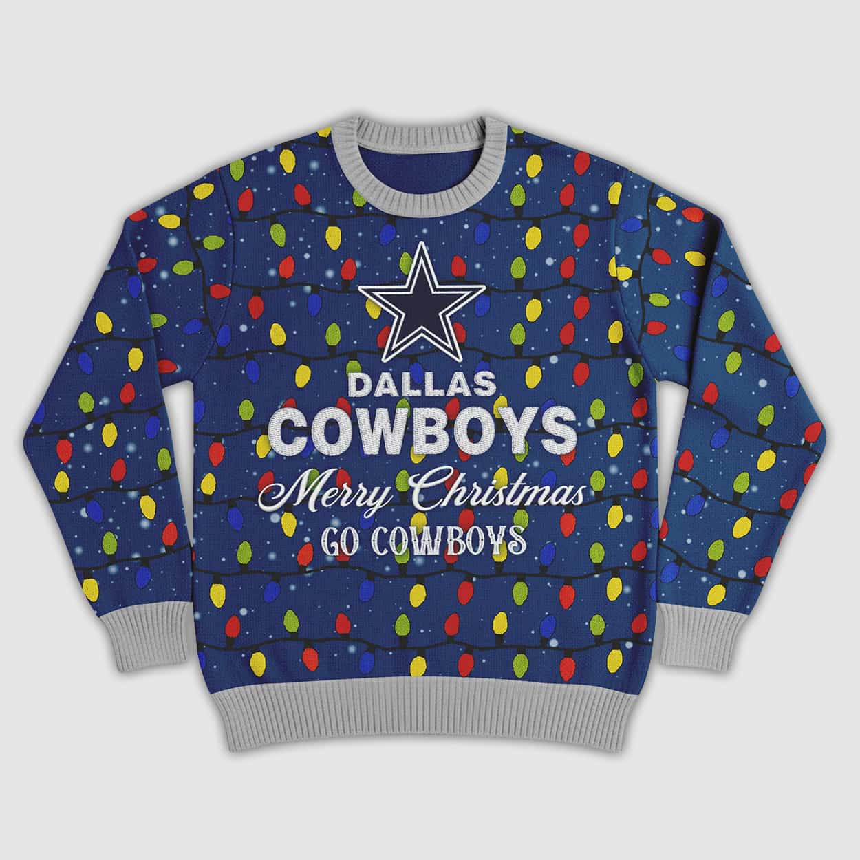 Go Cowboys Merry Christmas Lights Ugly Sweater