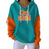 Go Dolphins Football Print Pit Striped Hoodie