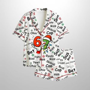 Six Seven Meme Gen Z Slang Funny Teenager Meme Satin Pajama Set