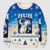Huh Cat Funny Dank Meme Moon Ugly Christmas Sweater 2