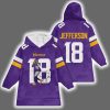 Justin Jefferson 18 Minnesota Football Signature Unisex Blanket Hoodie