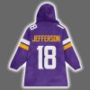 Justin Jefferson 18 Minnesota Football Signature Unisex Blanket Hoodie 3