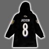 LJ 8 Baltimore Football Unisex Blanket Hoodie 3