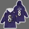 Lamar Jackson 8 Baltimore Football Unisex Blanket Hoodie