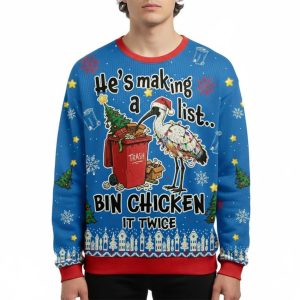 Bin Chicken It Twice Ugly Christmas Sweater