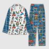 Lions Merry Christmas Plaid Button Pajama Set 2