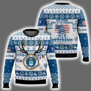 US Air Force God Found The Strongest Men And Made Them Veteran Ugly Christmas Sweater