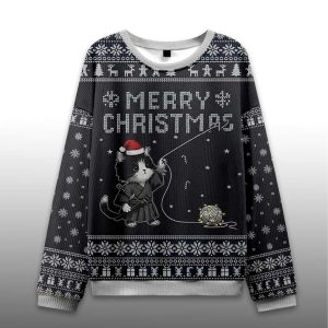 Cats Christmas String Pull Ugly Christmas Sweater