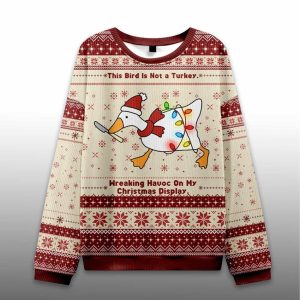 Santa Goose On A Rampage Ugly Christmas Sweater