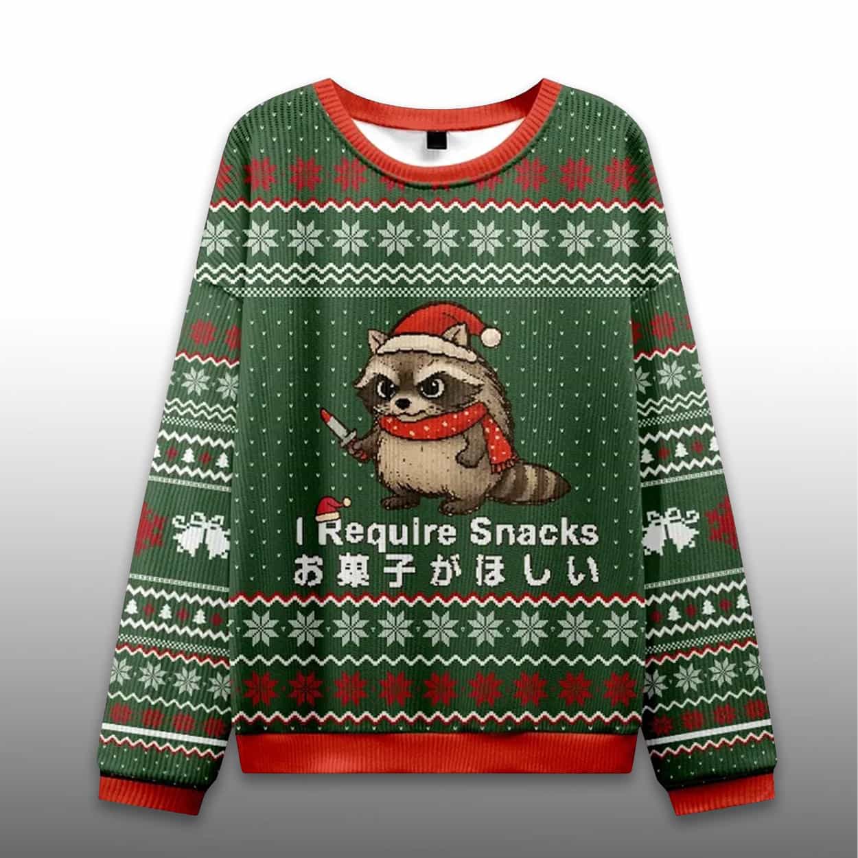 Raccoons Need Snacks Funny Ugly Christmas Sweater 1 Raccoons Need Snacks Funny Ugly Christmas Sweater